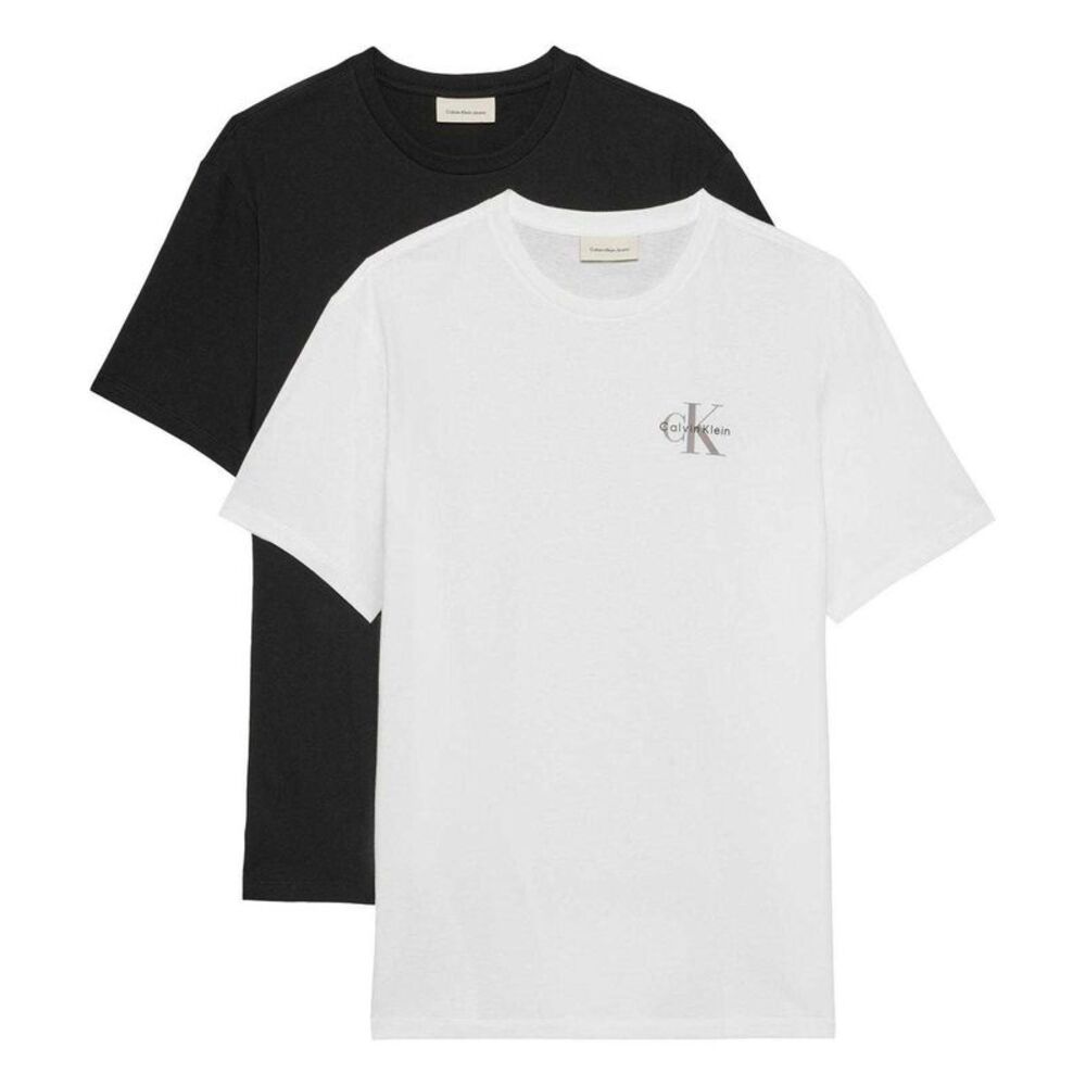 Calvin Klein Mens Micro Logo T-Shirt (Pack of 2) / Black/White